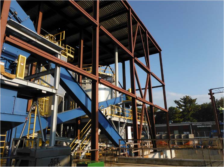 CCI Industrial Constructors - Industrial site with metal structures and machinery under a clear blue sky.