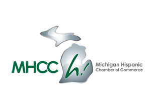 CCI Industrial Constructors - Logo of the michigan hispanic chamber of commerce featuring stylized lettering and graphic elements representing the state of michigan and a bird in flight.