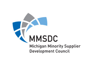 CCI Industrial Constructors - Logo of the michigan minority supplier development council (mmsdc) featuring an abstract design in shades of blue and gray.