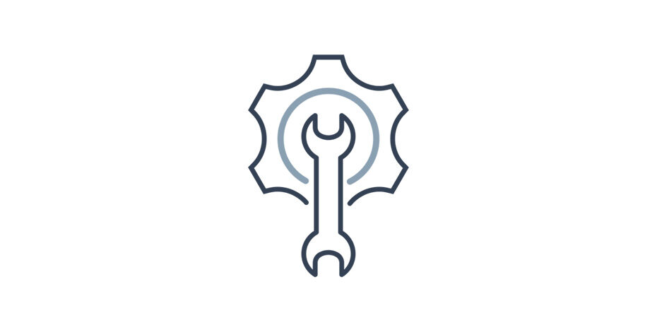 CCI Industrial Constructors - Minimalist icon representing a wrench within a gear, symbolizing maintenance, mechanics, or technical services.