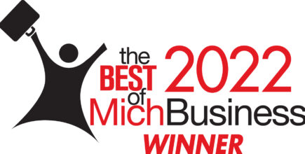 CCI Industrial Constructors - A celebratory graphic with a figure holding up a trophy, proclaiming 'the best of michbusiness winner 2022'.
